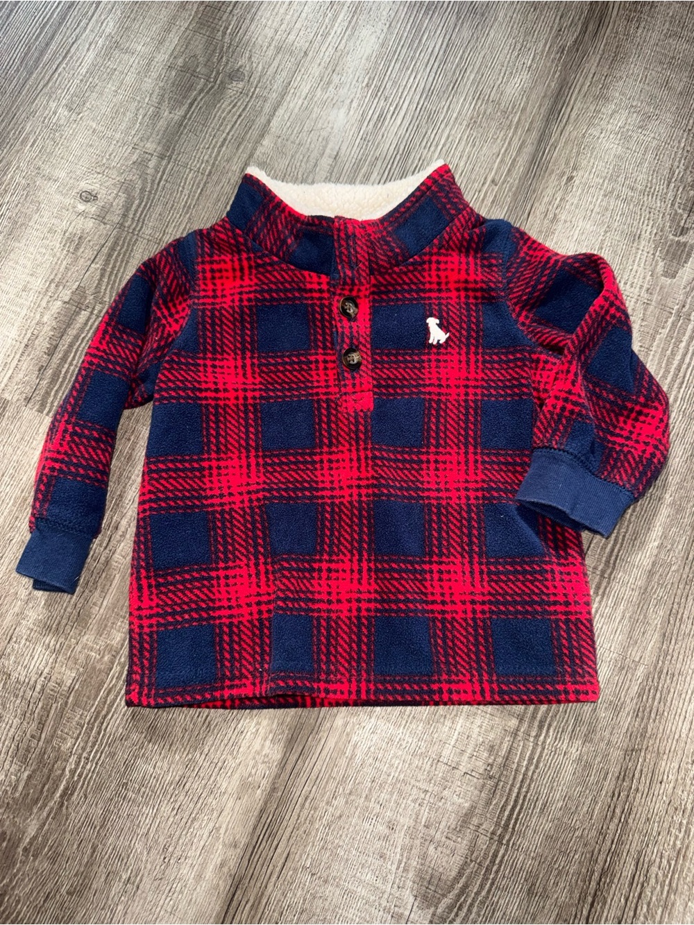 Carterās Boys Plaid Fleece Flannel Pullover Size 9 Months